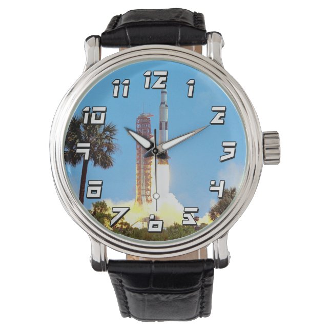 Reloj De Pulsera Lanzamiento de cohete Apolo 16 Saturno V de la NAS (Anverso)