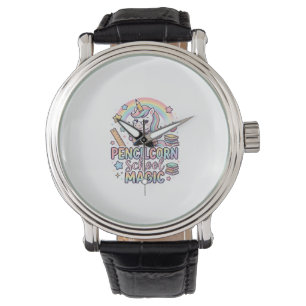 Reloj De Pulsera Lápiz Unicornio Escuela Magia Adorable Pegatina a