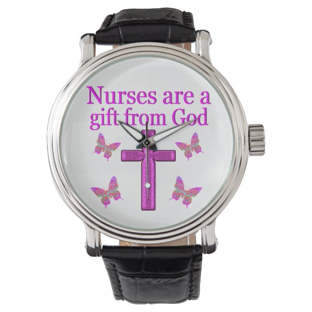 RELOJ DE PULSERA LAS ENFERMERAS SON UN REGALO DE DIOS (Anverso)