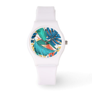 Reloj De Pulsera Las hojas tropicales observan las vacaciones de ve