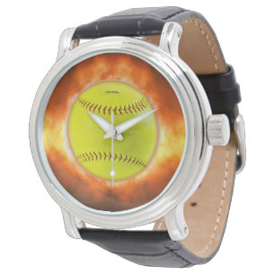 Reloj De Pulsera Las llamas de pelota blanda amarilla de SlipperyJo