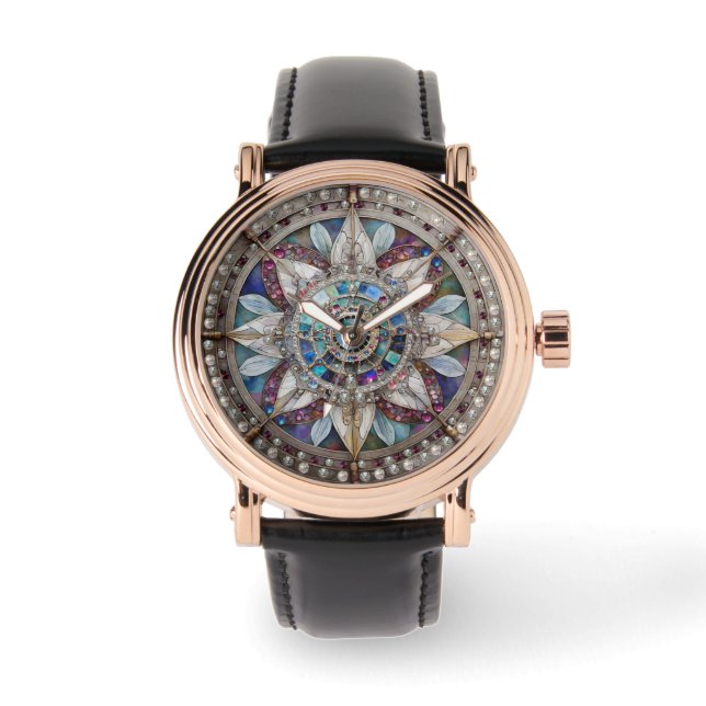 Reloj De Pulsera Las perlas de los diamantes de las zafiras rosas y (Anverso)