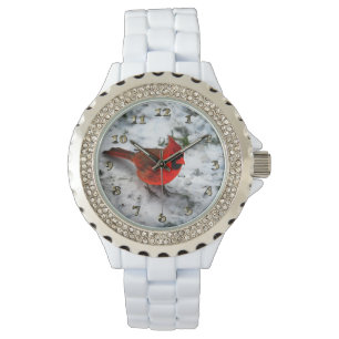 Reloj De Pulsera Las plumas del cardenal rojo y el desplome