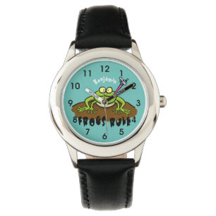 Reloj De Pulsera Las ranas gobiernan personalizado de rana verde di