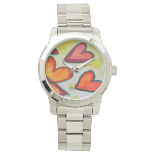 Reloj De Pulsera Laugh Hearts Flying Colorful Art Personalizado Wat