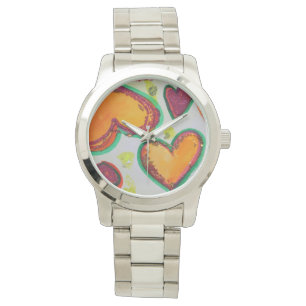 Reloj De Pulsera Laugh Hearts Pink Bliss Colorful Art Personalizado
