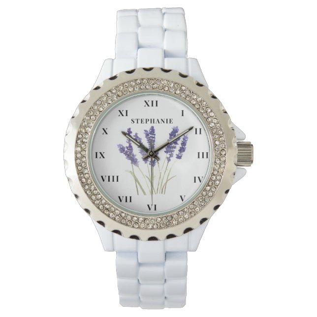 Reloj De Pulsera Lavender acuarela Floral morado moderno (Anverso)