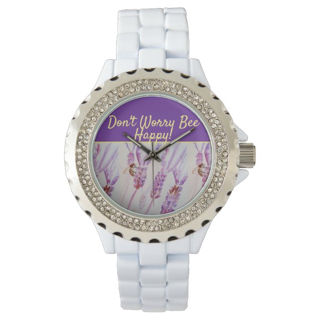 Reloj De Pulsera Lavender El arte morado floral no se preocupa por  (Anverso)