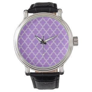 Reloj De Pulsera Lavender Moods Moroccan Quatrefoil