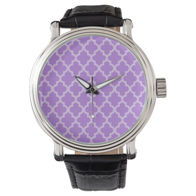 Reloj De Pulsera Lavender Moods Moroccan Quatrefoil (Anverso)