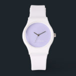 Reloj De Pulsera Lavender Purple Modern Script Girly Monograma Nomb<br><div class="desc">Lavanda Purple and White Simple Script Monograma Watch. Esto hace que la graduación perfecta,  el cumpleaños,  el boda,  la ducha de novia,  el aniversario,  la ducha de bebé o la fiesta de soltera sea un regalo para alguien que ama el lujo glam y los estilos de moda.</div>