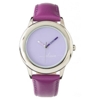 Reloj De Pulsera Lavender Purple Modern Script Girly Monograma Nomb