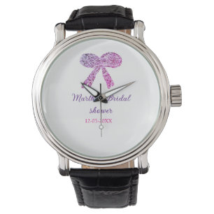 Reloj De Pulsera Lazo purpura rosa brillo brillo ducha de boda nomb