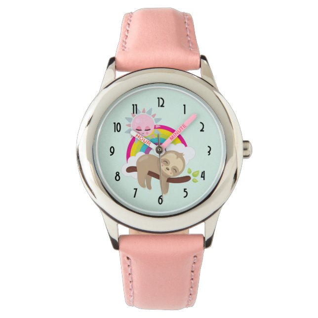 Reloj De Pulsera Lazy Slote lindo con sol y arcoiris (Anverso)
