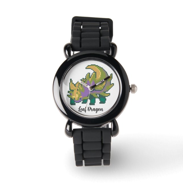 Reloj De Pulsera Leaf Dragon Pixel art (Anverso)