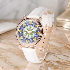 Reloj De Pulsera Leafas Simétricas de Medallón Vibrante Floral Majó