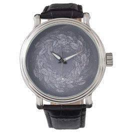 Reloj De Pulsera leaves circle greyish silver tones