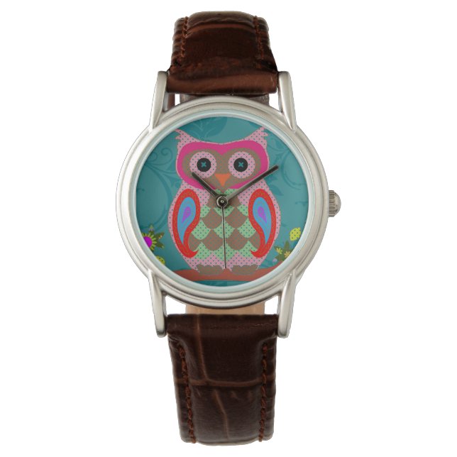 Reloj De Pulsera Lechuza de arte folclórico (Anverso)