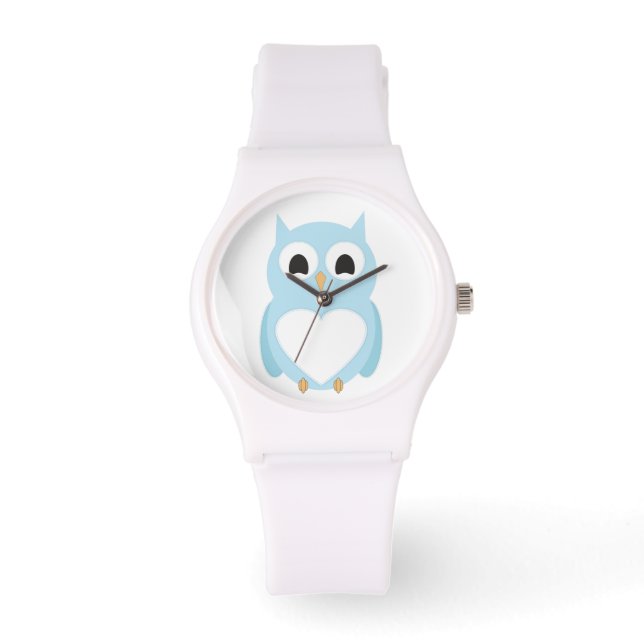 Reloj De Pulsera Lechuza de corazón azul caprichoso (Anverso)