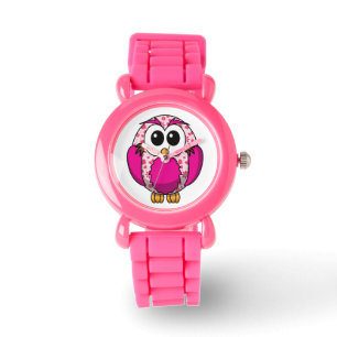 Reloj De Pulsera Lechuza de Corazón Rosa