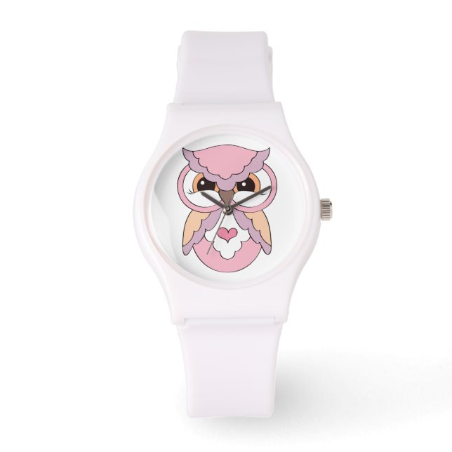 Reloj De Pulsera Lechuza De Hoot Rosa (Anverso)