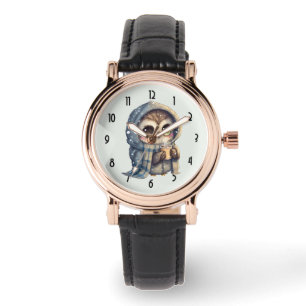 Reloj De Pulsera Lechuza de ojos agudos con café