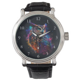 Reloj De Pulsera Lechuza espacial colorida