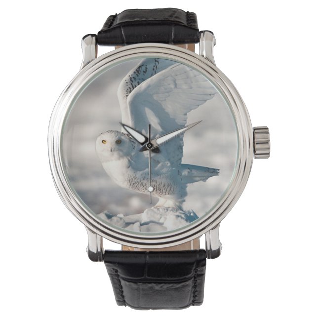 Reloj De Pulsera Lechuza nevada despegando de la nieve (Anverso)