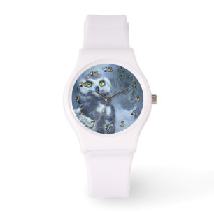 Reloj De Pulsera Lechuza nevada en invierno