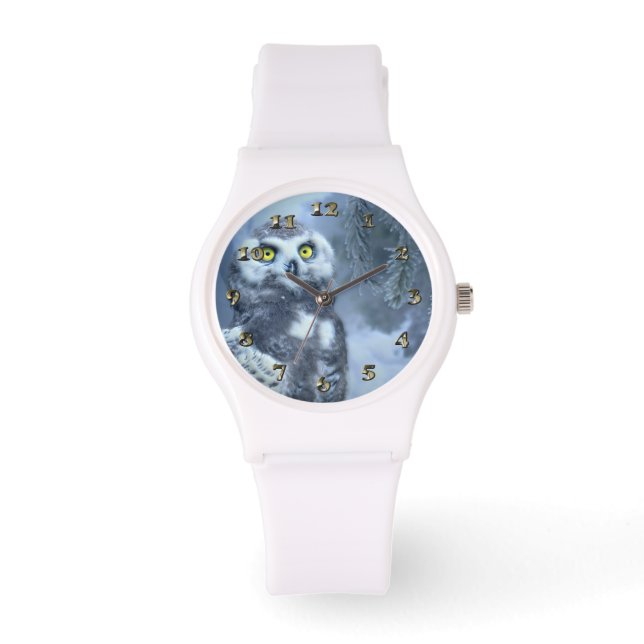 Reloj De Pulsera Lechuza nevada en invierno (Anverso)