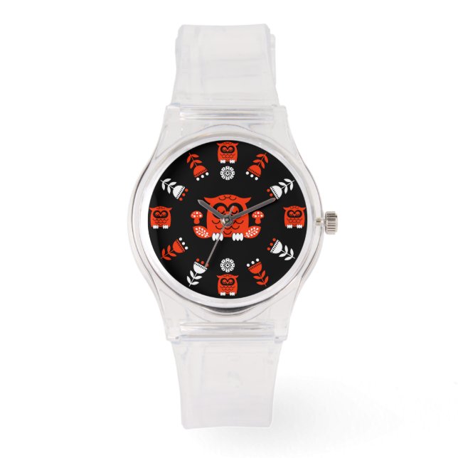 Reloj De Pulsera Lechuza nórdica de arte folclórico (Anverso)