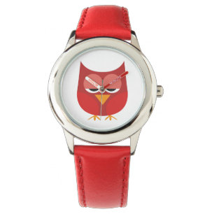 Reloj De Pulsera Lechuza Personalizado Cuta Roja Y Amarilla