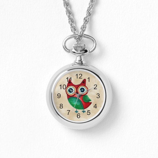 Reloj De Pulsera Lechuza Personalizado Rústica Retro (Anverso)