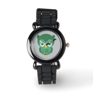 Reloj De Pulsera Lechuza Personalizado Verde Y Amarilla 2