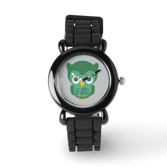 Reloj De Pulsera Lechuza Personalizado Verde Y Amarilla 2 (Anverso)