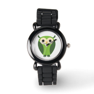 Reloj De Pulsera Lechuza Personalizado Verde Y Beige