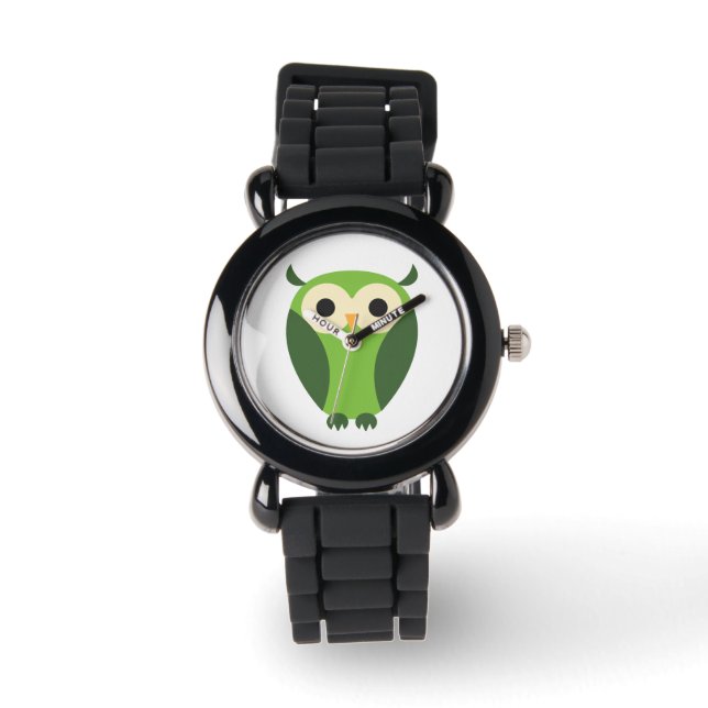 Reloj De Pulsera Lechuza Personalizado Verde Y Beige (Anverso)