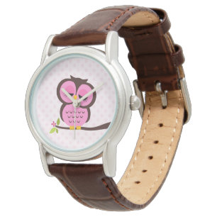 Reloj De Pulsera Lechuza Rosa Cuta