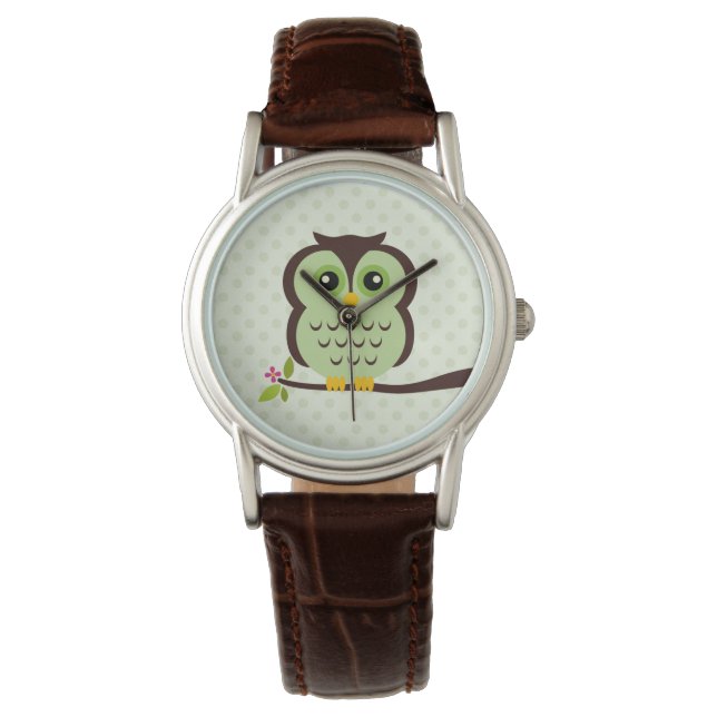 Reloj De Pulsera Lechuza Verde Cuta (Anverso)
