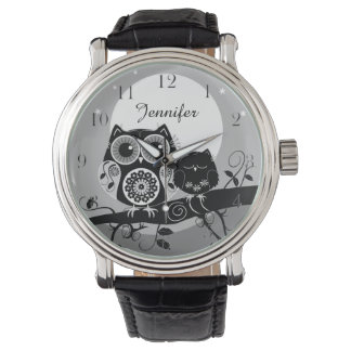 Reloj De Pulsera Lechuzas de alimentación de flores y nombre person