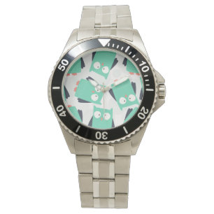 Reloj De Pulsera Lechuzas singulares verde azuladas
