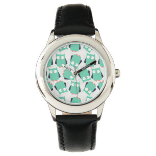 Reloj De Pulsera Lechuzas singulares verde azuladas