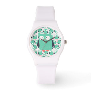 Reloj De Pulsera Lechuzas singulares verde azuladas