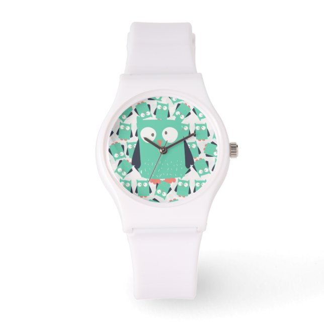 Reloj De Pulsera Lechuzas singulares verde azuladas (Anverso)