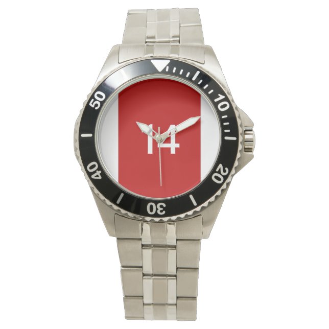 Reloj De Pulsera Legendario Nº 14 en rojo y blanco (Anverso)