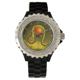 Reloj De Pulsera LEO GOLD ZODIAC BIRTHDAY JEWEL, Amarillo, Negro