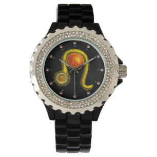 Reloj De Pulsera LEO GOLD ZODIAC BIRTHDAY JEWEL, Amarillo, Negro