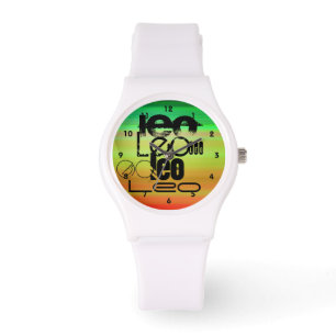 Reloj De Pulsera Leo; verde vibrante, Naranja y amarillo