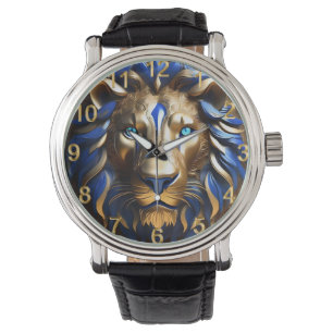 Reloj De Pulsera León Azul Y Oro De Zafiro,