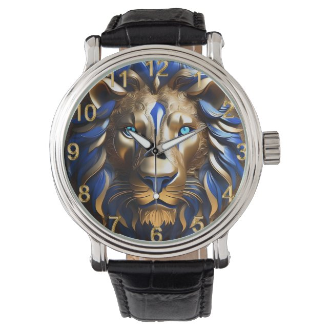 Reloj De Pulsera León Azul Y Oro De Zafiro, (Anverso)